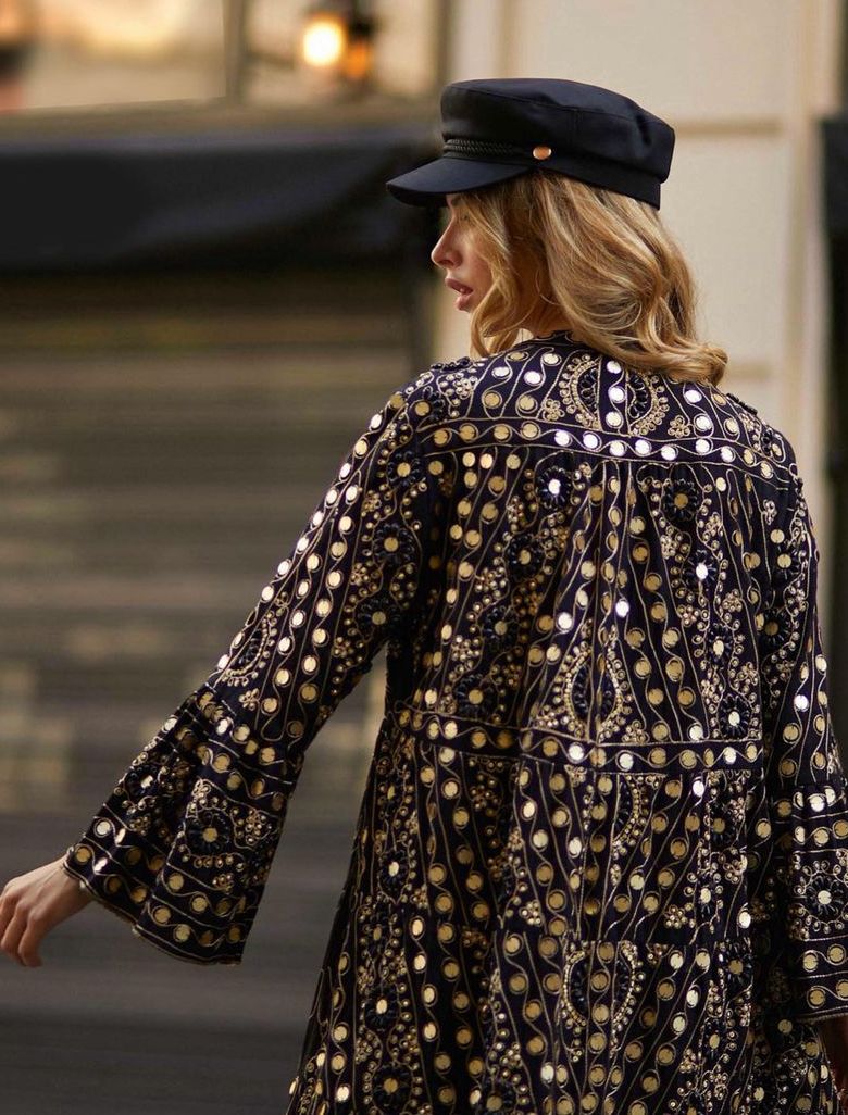 NURIA LONG DRESS BLACK/GOLD