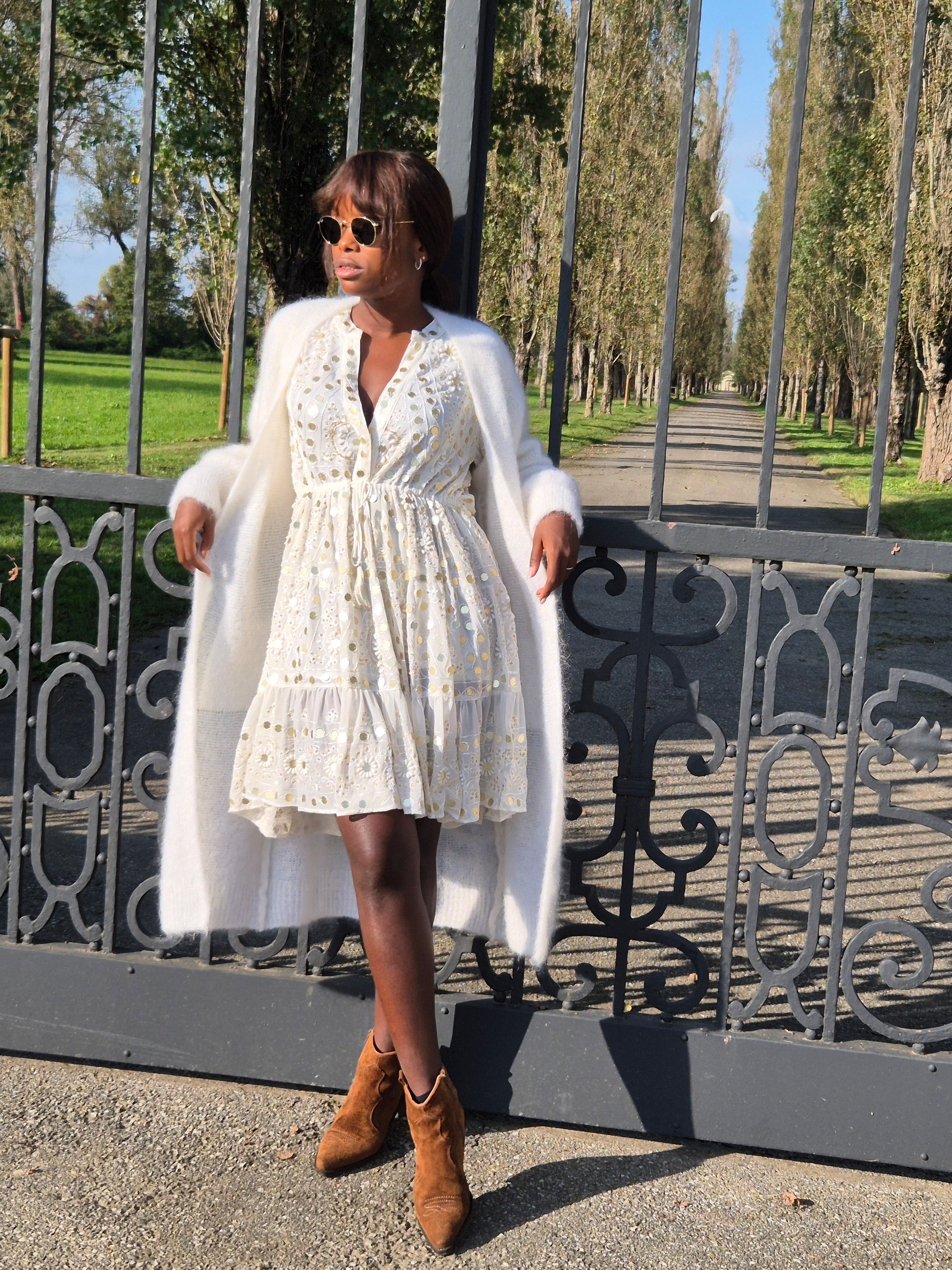NURIA TUNIC DRESS WHITE/GOLD