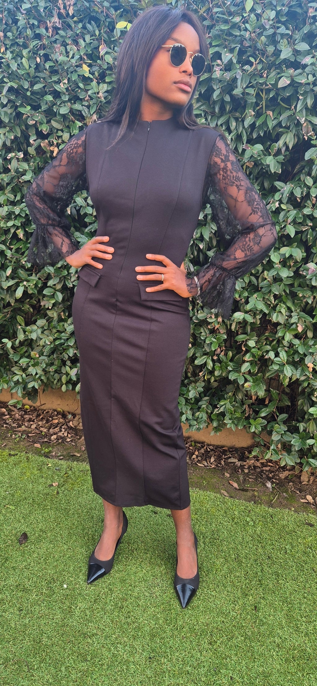 Long dress black 4 stagioni