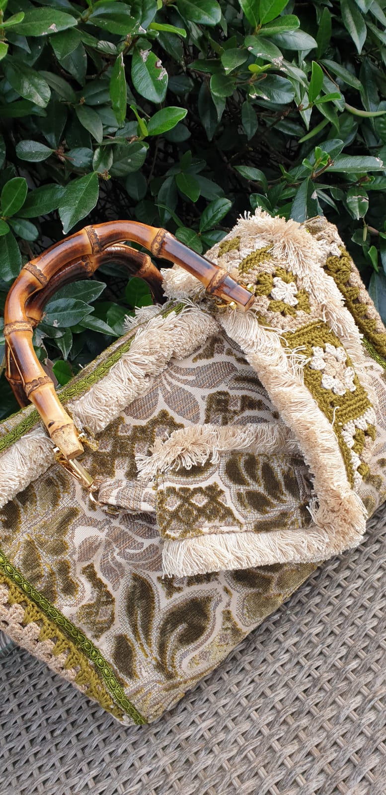 BORSA CROCHET CON TRACOLLA VERDE