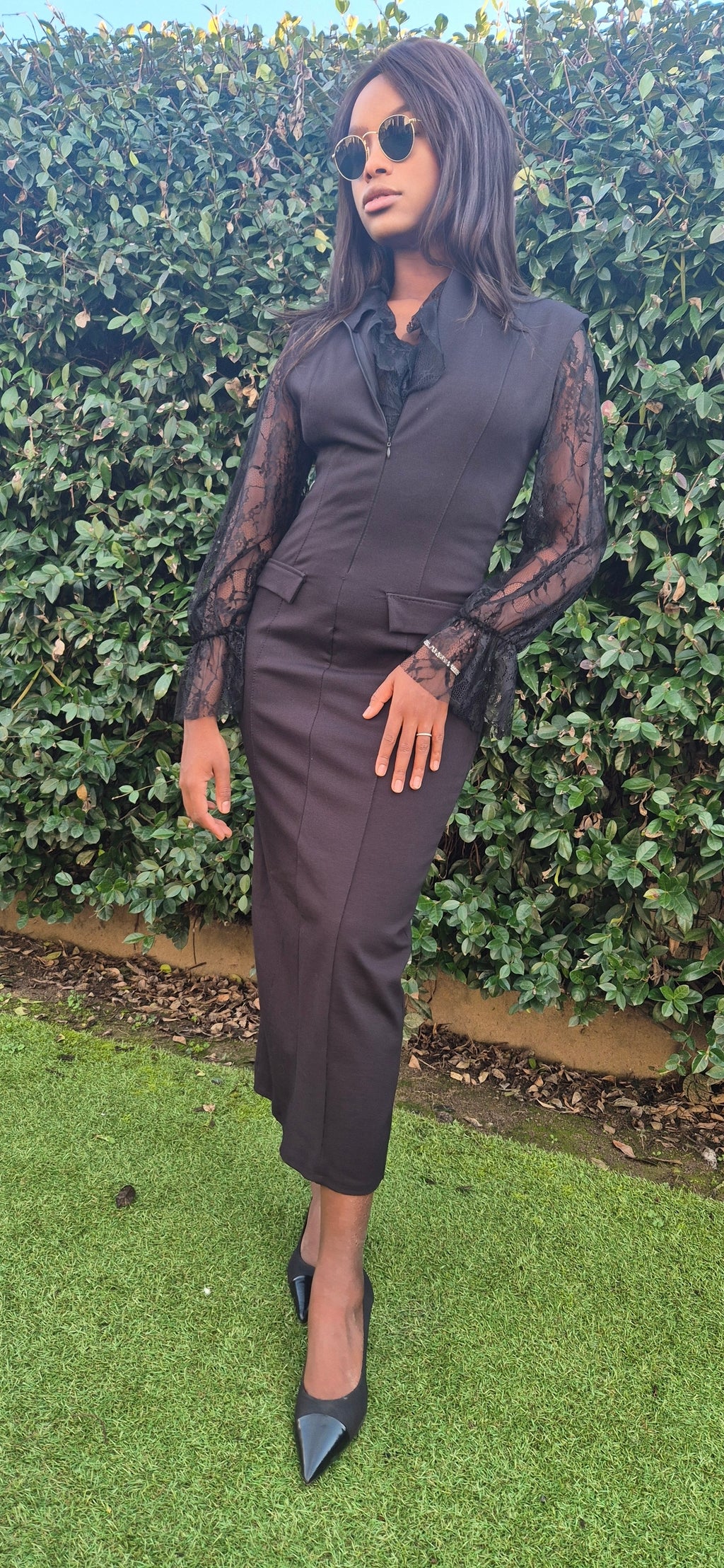 Long dress black 4 stagioni